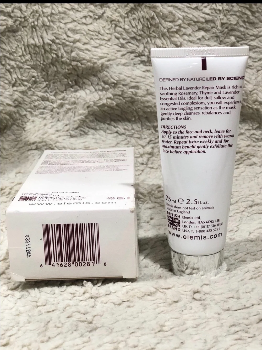 ELEMIS Lavender Repair Face Mask - White Tube with Plum Logo